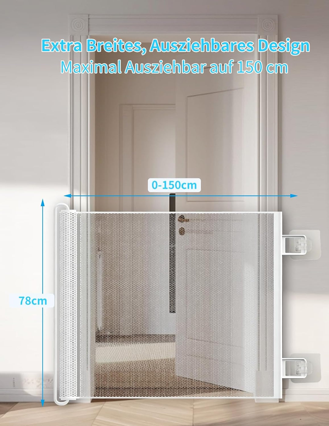 Treppenschutzgitter Ausziehbar für Babys, 0-150cm Treppenschutzgitter Türschutzgitter Ausziehbar Gee