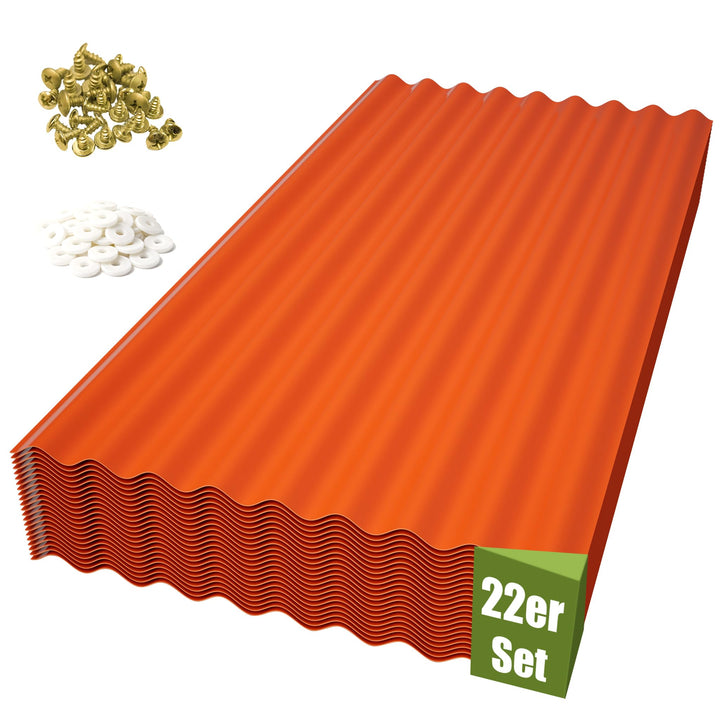 Thanaddo Wellplatten Lichtplatten, 22er Set Wellplatte Dach Kunststoff Welldach mit Schrauben, wette