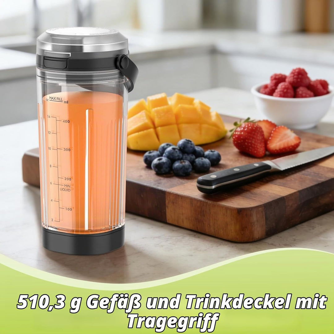 Ersatz Mixbehälter (530 ml) für Ninja Blast Tragbarer Mixer, Austauschdeckel mit Tragegriff, Messera