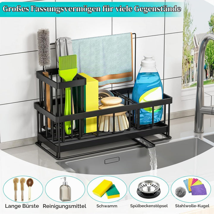 TidyTrove Schwammhalter für Spülbecken mit abnehmbarem Halter und Griff 23,8*10,2*19,6cm, 23,8*10,2*