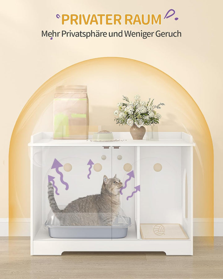 Hzuaneri Katzenschrank mit Griffen, Katzentoilette, Katzenklo Schrank, Katzenhaus mit Tür, Hölzerner