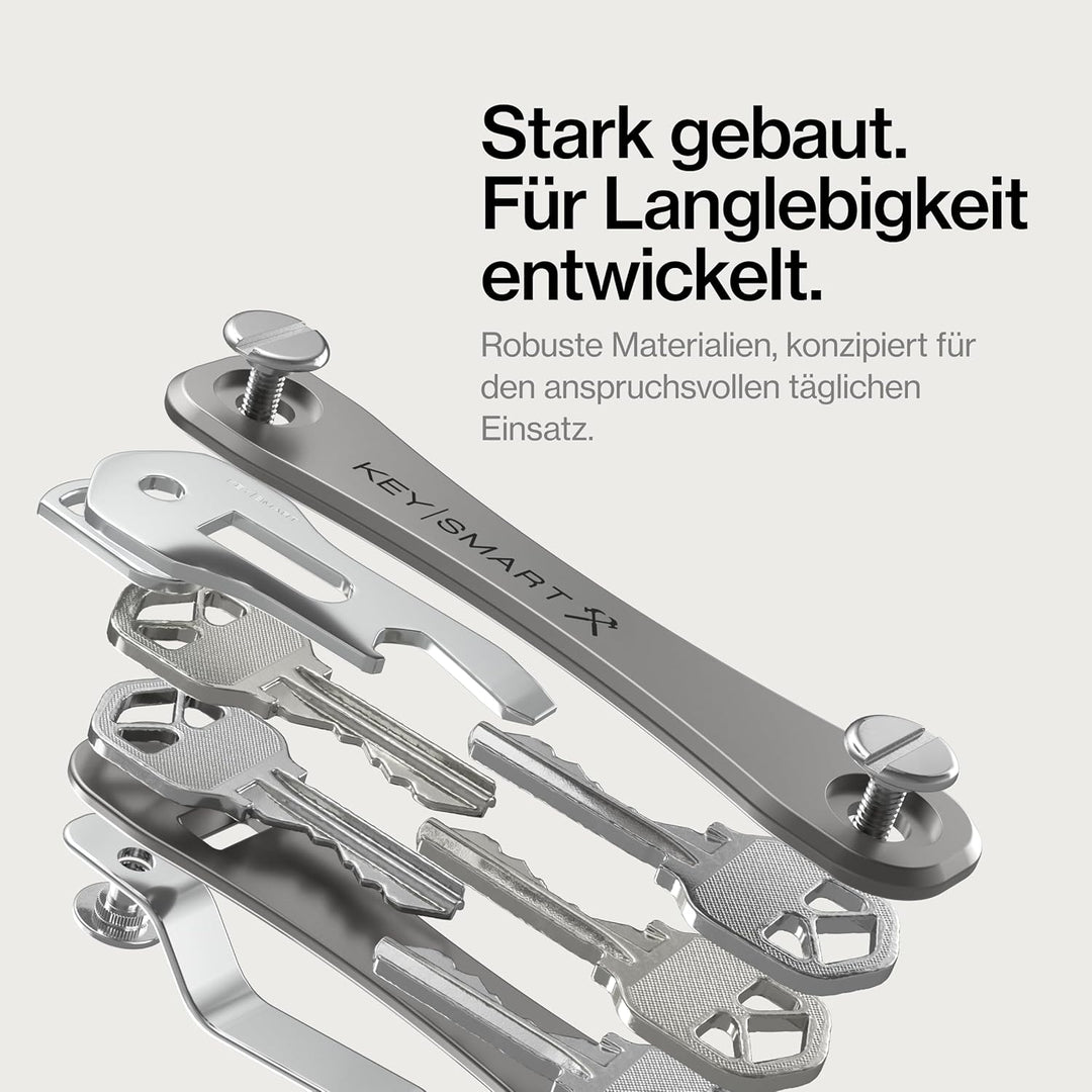 KeySmart Rugged - Multi-Tool Schlüsselhalter mit dem Flaschenöffner und Taschen Clip (bis zu 14 Schl