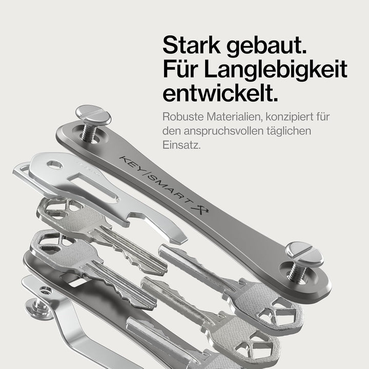 KeySmart Rugged - Multi-Tool Schlüsselhalter mit dem Flaschenöffner und Taschen Clip (bis zu 14 Schl