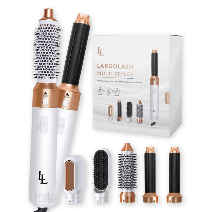 Largolash 5 in 1 Warmluftbürste Set, Schnelltrocknend Föhnbürste, Warmluft Lockenbürste, 3 Temperatu