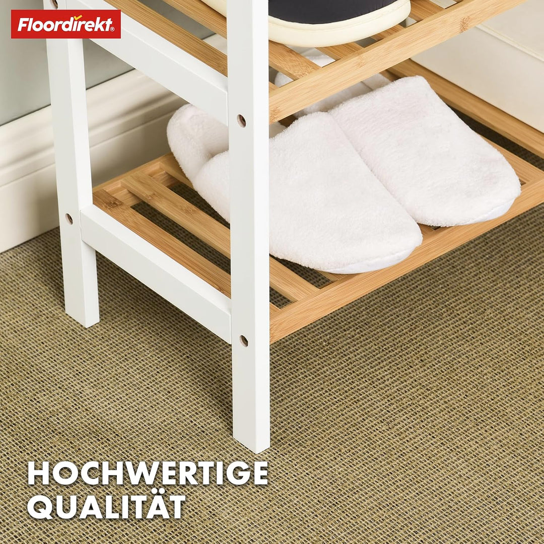 Floordirekt Schuhregal aus Bambus, schmales und platzsparendes Schuhregal, Schuhorganizer mit 3 Abla