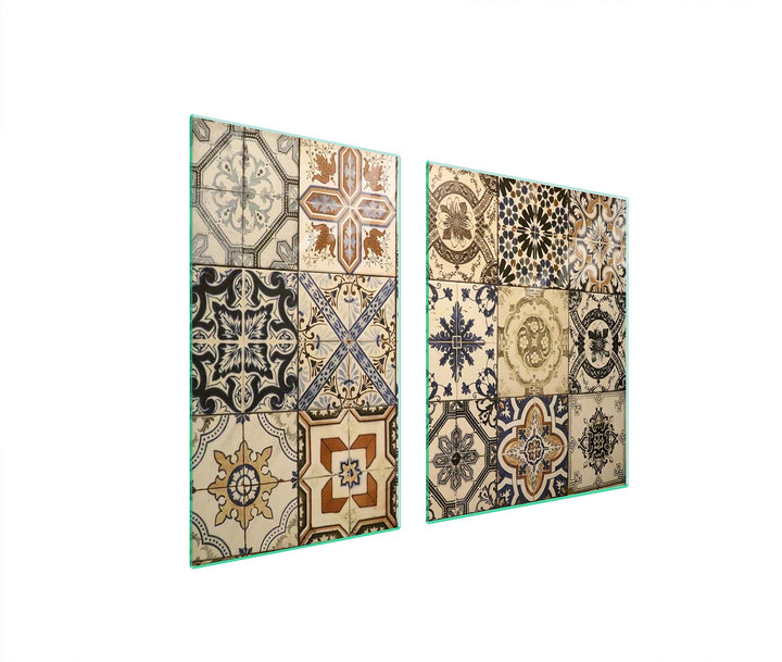 TMK ArtDeko Herdabdeckplatte 2 Teilig 40x52 + 60x52 cm - Spritzschutz Herdabdeckung – Herdschutz aus