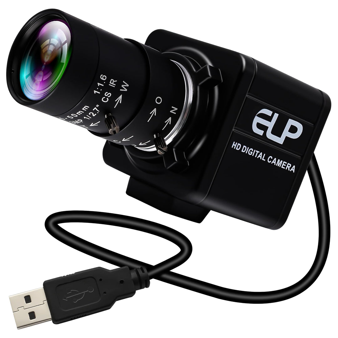 ELP 8 Megapixel Webcam mit HD 5-50mm Variofokus Objektiv,HD Streaming Kamera USB kompatibel mit Wind