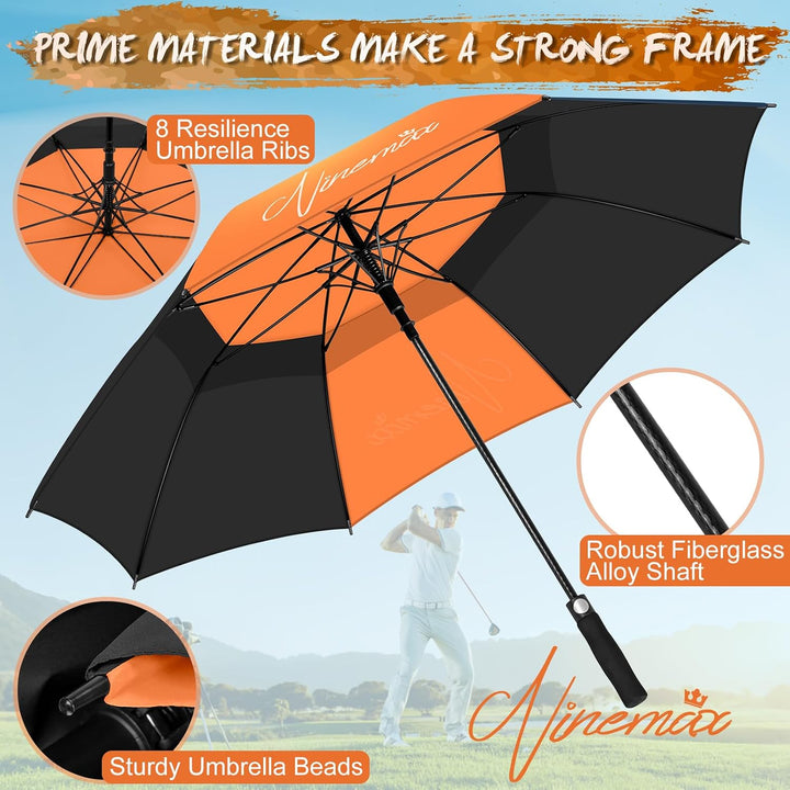 NINEMAX Golfschirm Gross 62/68 Inch Golf Regenschirm Sturmfest Automatik Öffnen Golf Regenschirm Dop
