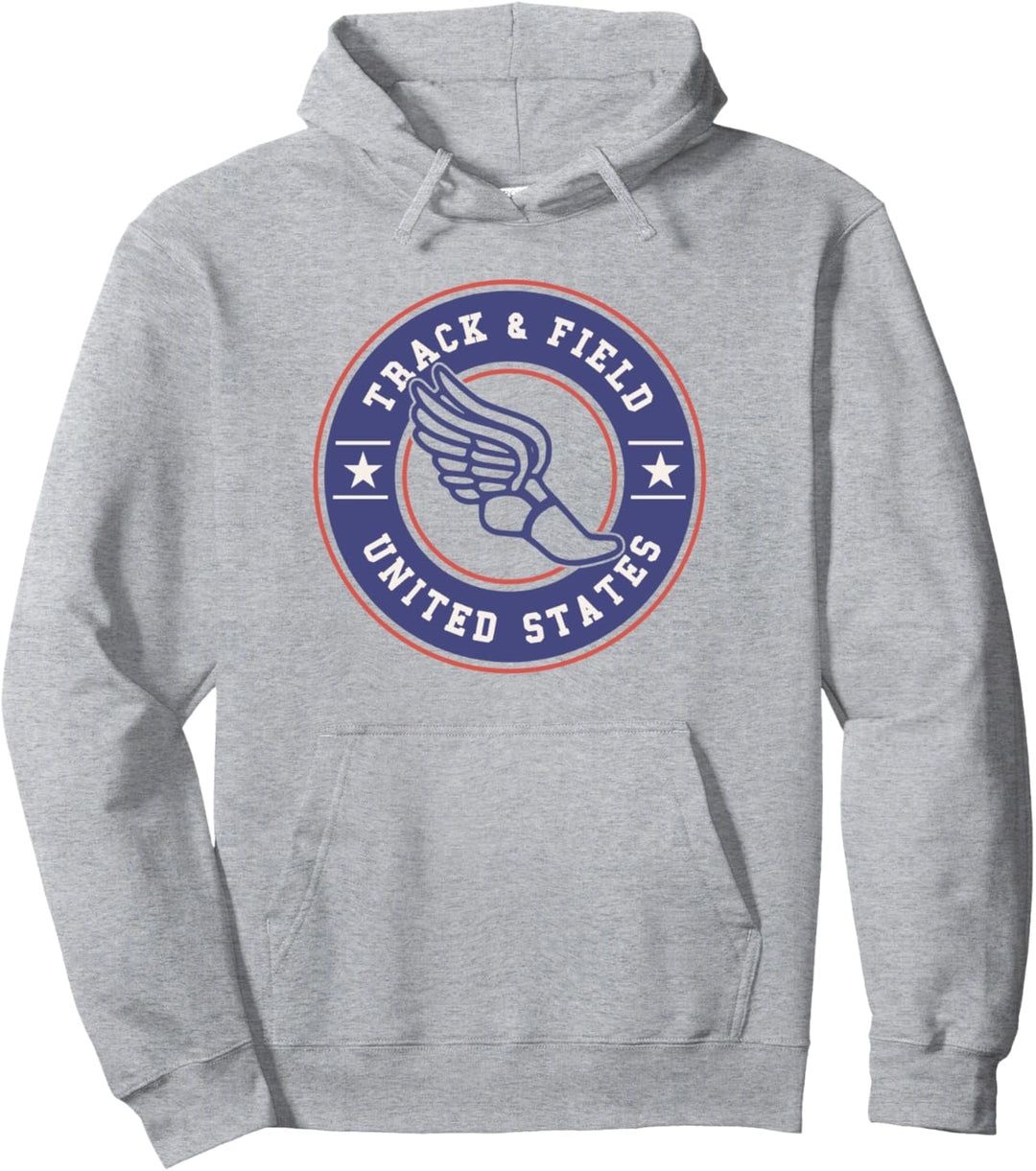 Trendy Track &amp; Field United States Winged Sandal Circle Pullover Hoodie