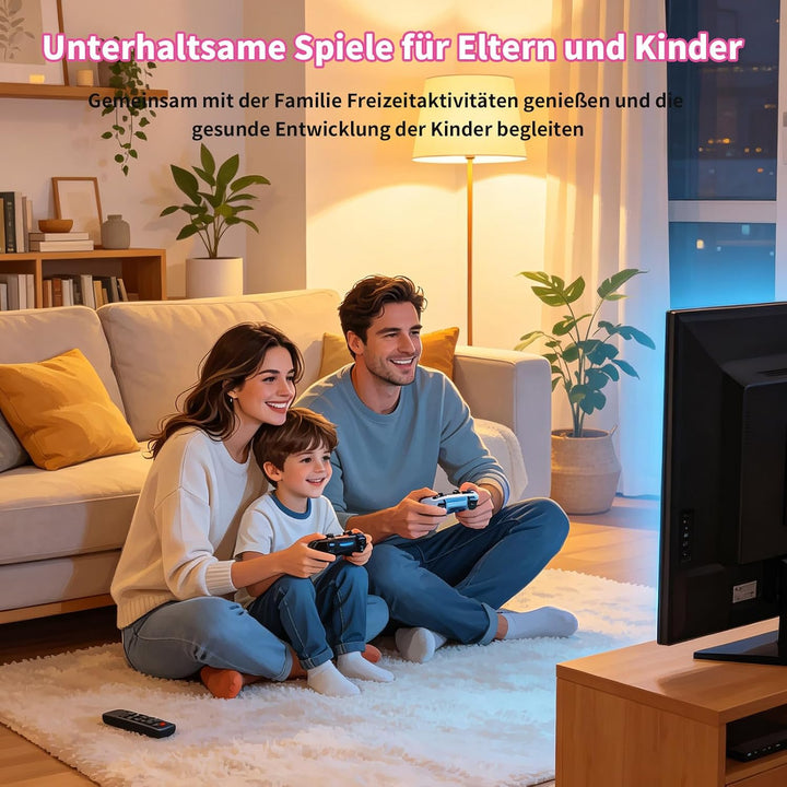 Kinder‑Spielkonsole mit über 90 integrierten Spielen, HDMI‑Plug‑&amp;‑Play, 2 kabellosen Gamepads Kinder