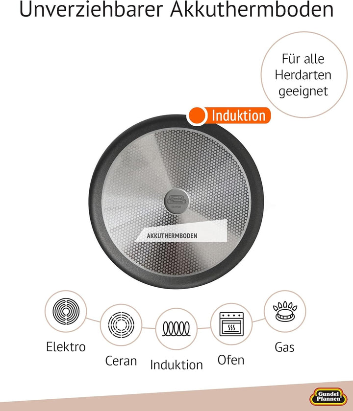 Original Gundel GUSS-BRATPFANNE INDUKTION hoch, Ø 32 cm, Höhe 7,5 cm, BIOTAN-Oberfläche, PFOA-frei,