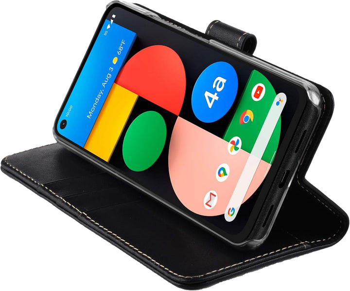 STILGUT Talis kompatibel mit Google Pixel 4a 5G Hülle mit Kartenfach aus Leder, Flip Cover, Wallet C