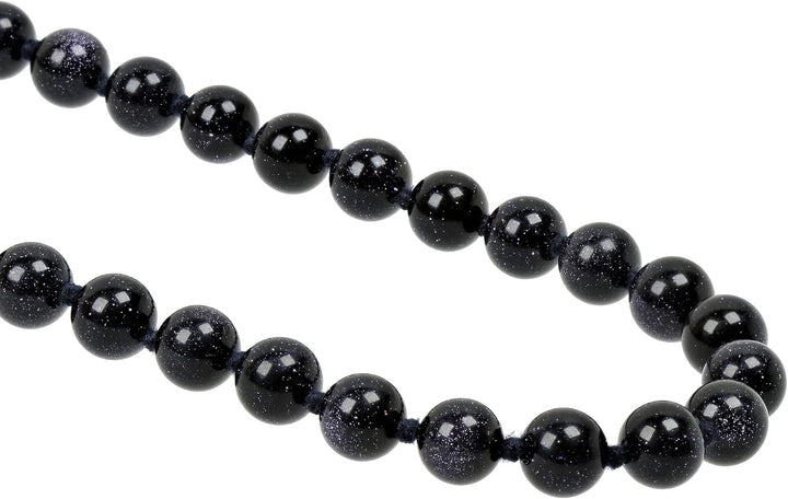 Edelstein Kette Damen 80 cm Endloskette 8 mm handgeknotet Blaufluss, Blaufluss