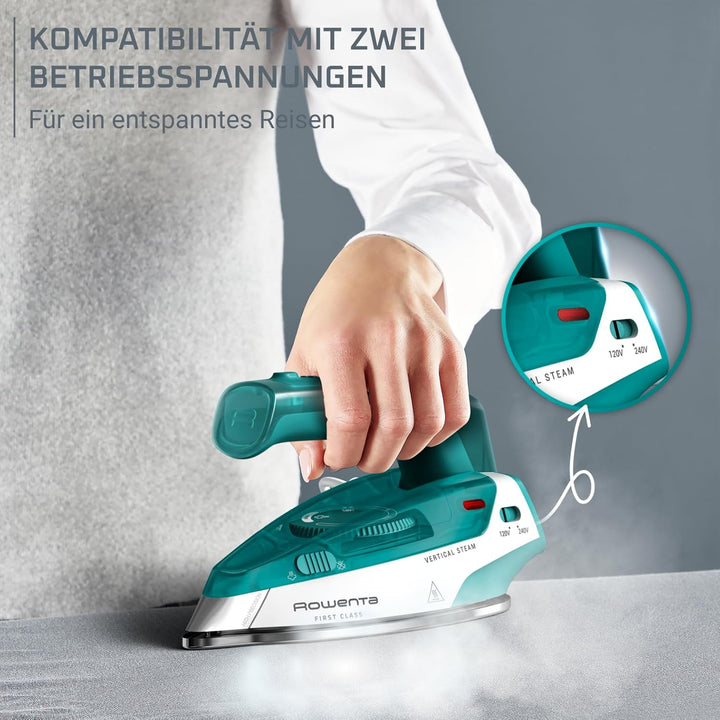 Rowenta First Class Reise-Dampfbügeleisen, klappbares Reiseformat, 45 g/Min. extra Dampfstoss, kompa