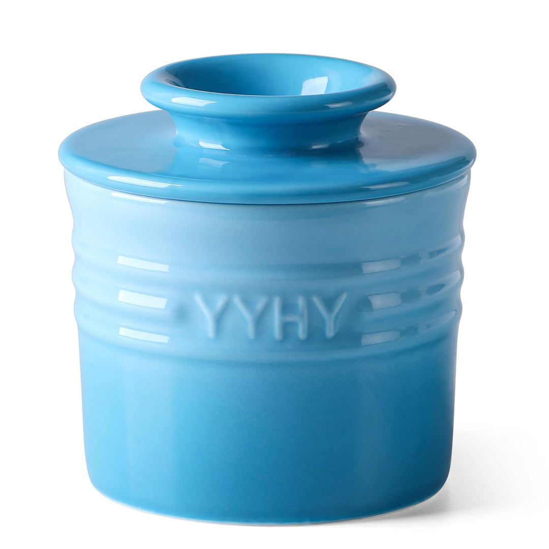 Y YHY Französische Butterdose, Butterdose wassergekühlt mit Wasserlinie, Keramische Butterglocke für