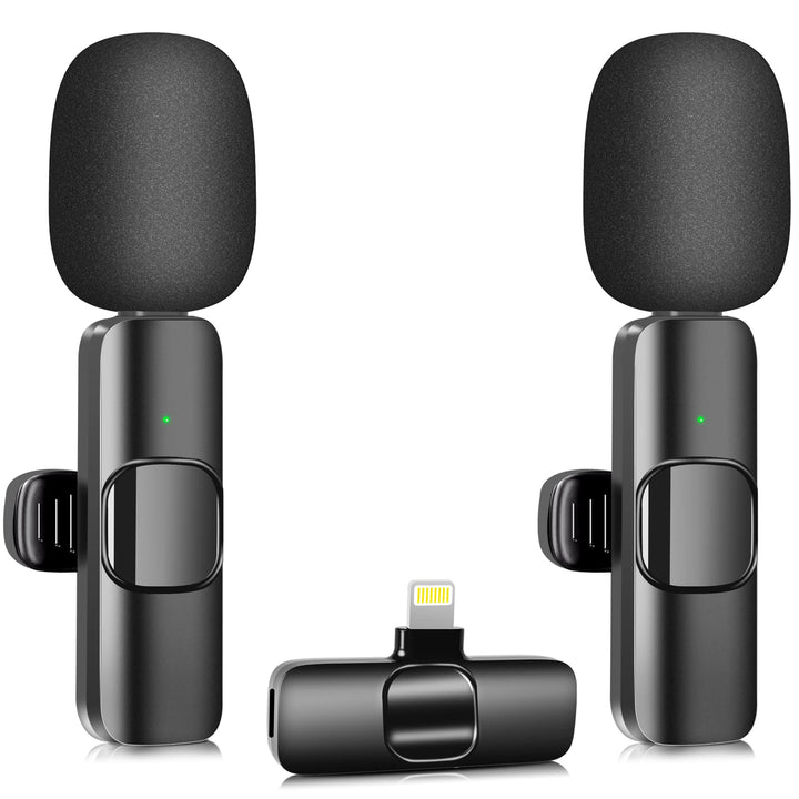 Hanmer Kabelloses Lavaliermikrofon für iPhone iPad, 2 Mini-Mikrofone &amp; Empfänger, kabelloses Ansteck