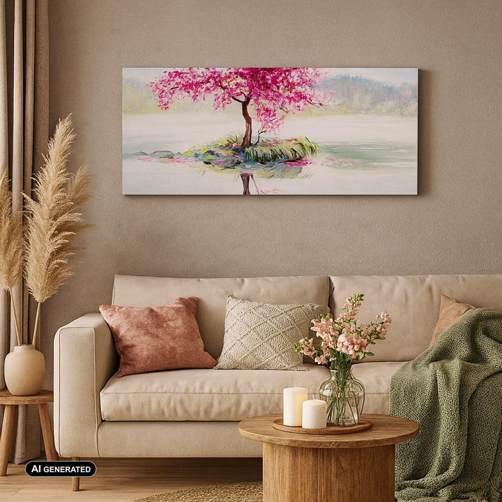 Wandbilder Dekoration Wohnzimmer Baum Abstraktion Panorama Bilder auf Leinwand 120x50cm Leinwandbild