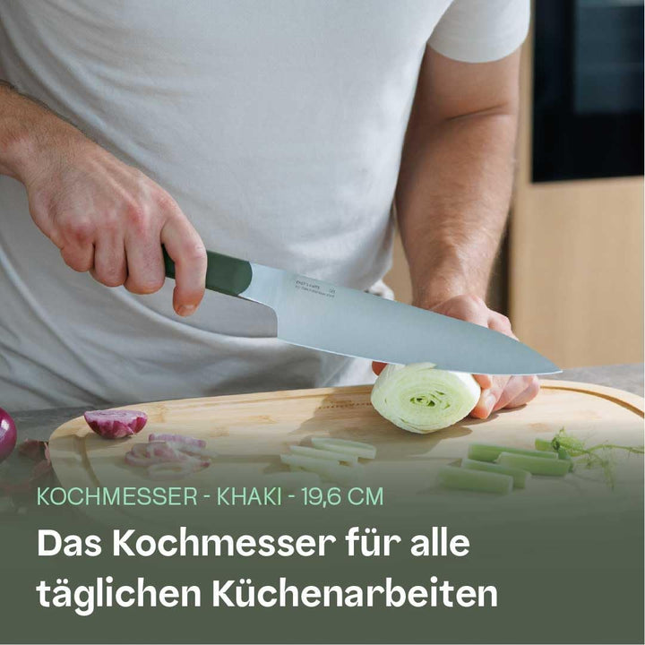 Berghoff Home Kochmesser 19,6cm - Edelstahl Küchenmesser - Messer scharf - Fleischmesser - Khaki Kha