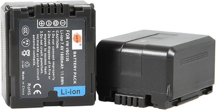 DSTE®（2 Pack）Ersatz Batterie und DC61E Reise Ladegerät Compatible für Panasonic VW-VBG130 AG-HMC150