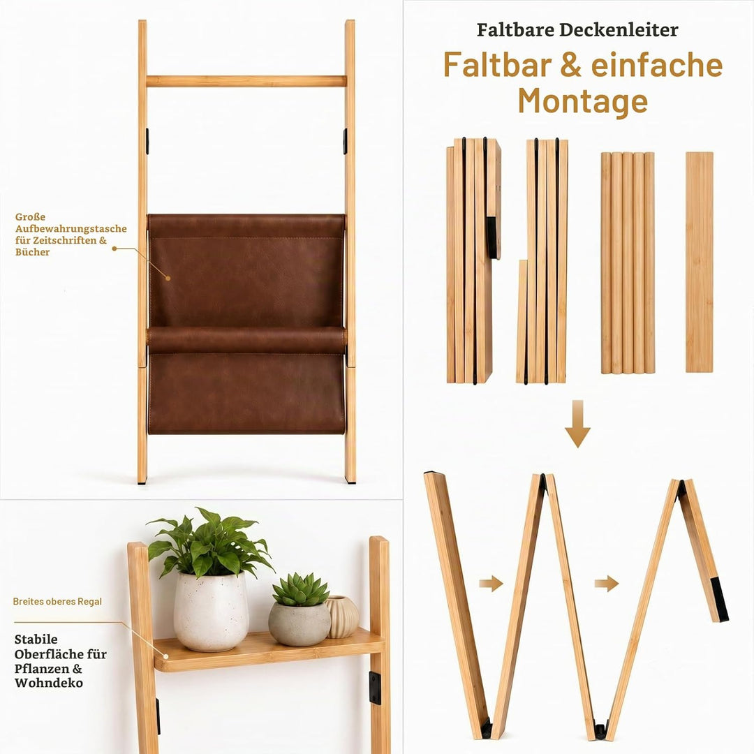 BAMBANG 6-stufige Handtuchleiter für Wohnzimmer, Deckenquilt-Leitergestell dekorativer Handtuchhalte
