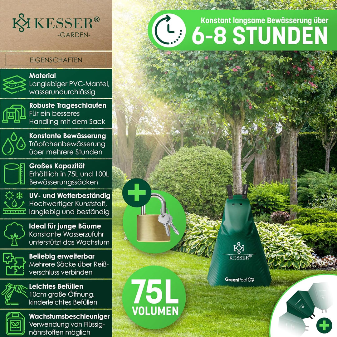 KESSER® Baum-Bewässerungssack 1er Set 75L Wassersack, Baumbewässerungsbeutel, PVC-Tasche langlebig &amp;