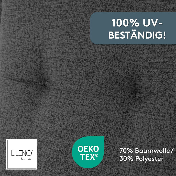 LILENO HOME Sonnenliege Auflage als [1er Set - Rollliege] in Anthrazit - Gartenliegen Auflage perfek