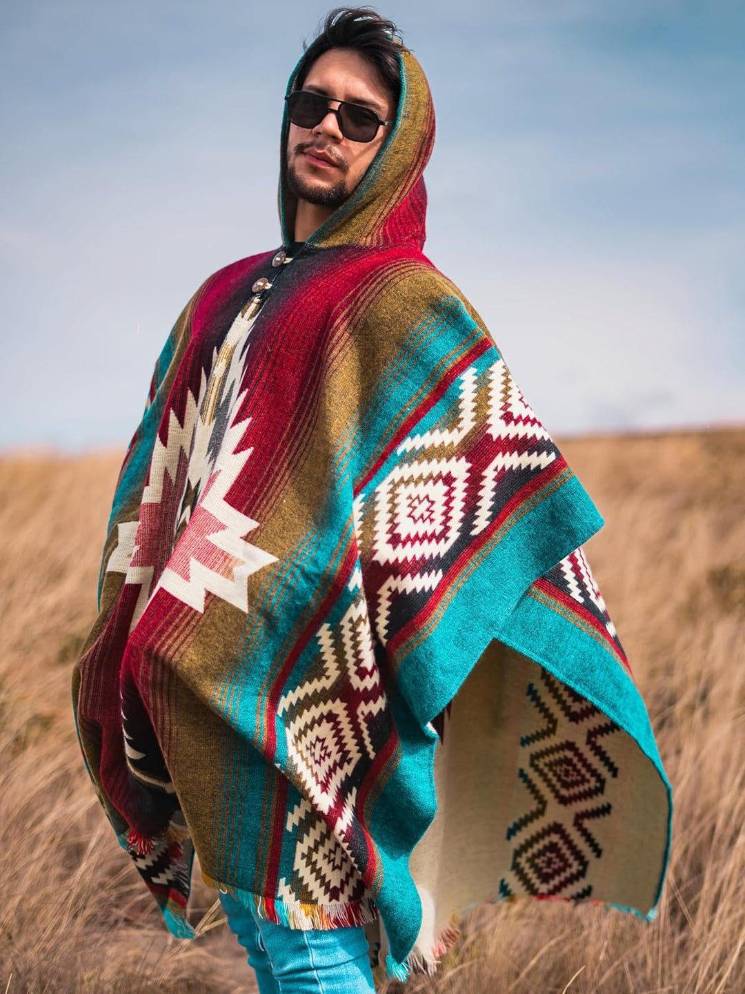 Alpaca World Unisex Alpaka Poncho Einheitsgrösse Meerblau, Weinrot, Beige, Variety