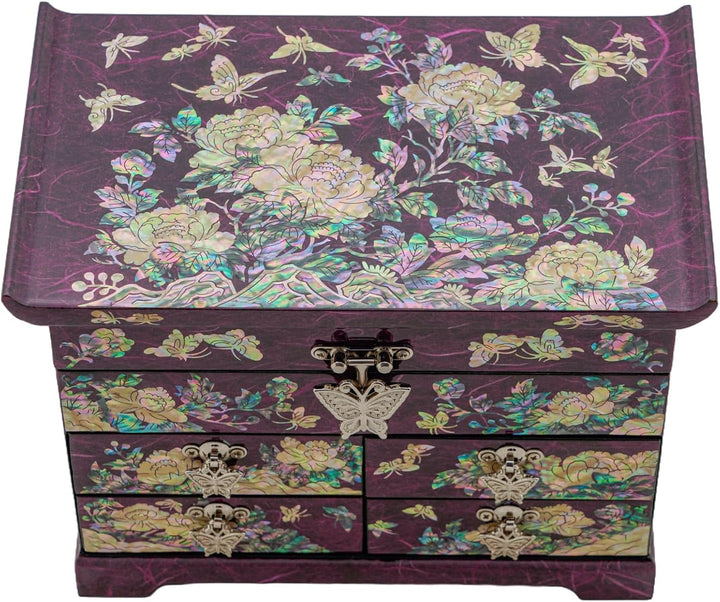 February Mountain Mother of Pearl Wooden Jewelry Organizer Box – Jewelry Storage Box for Women, Feat