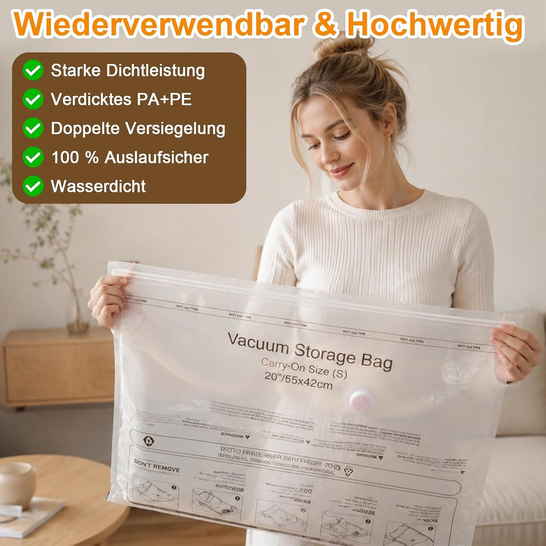 Vakuumbeutel für Kleidung mit Kabelloser Vakuumpumpe, 16 Stk Vakuumbeutel