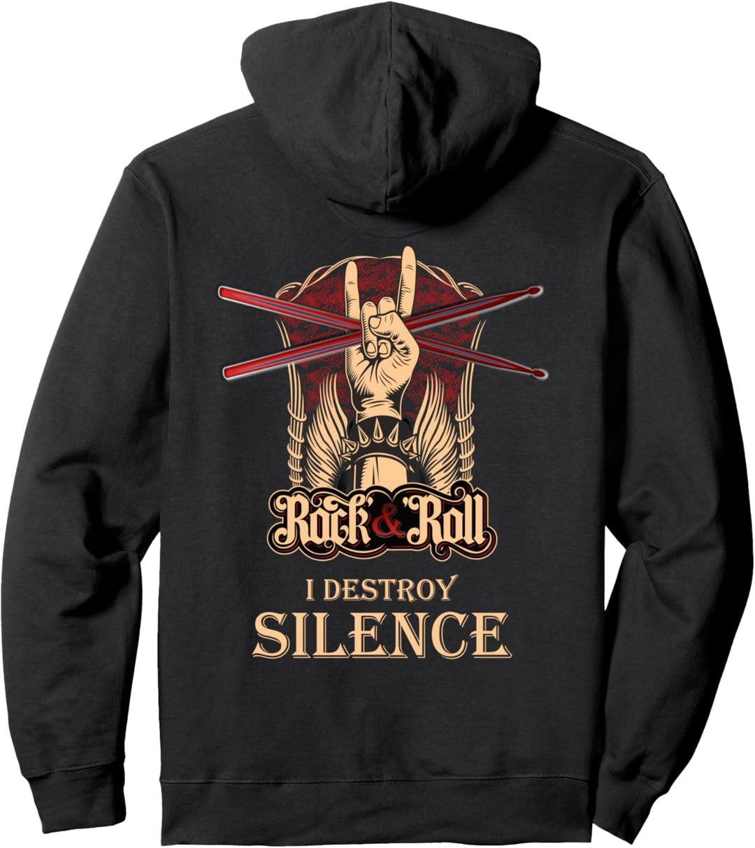 Drummer destroy Silence, Drumsticks Schlagzeug Schlagzeuger Pullover Hoodie