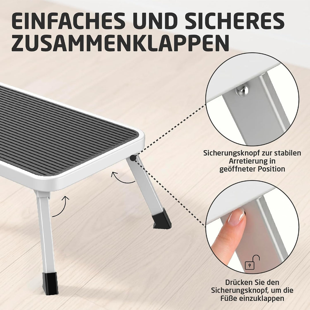 Amig - Klapphocker 1 Stufe - Tritthocker Weiss - 46 x 32 x 17 cm, 1