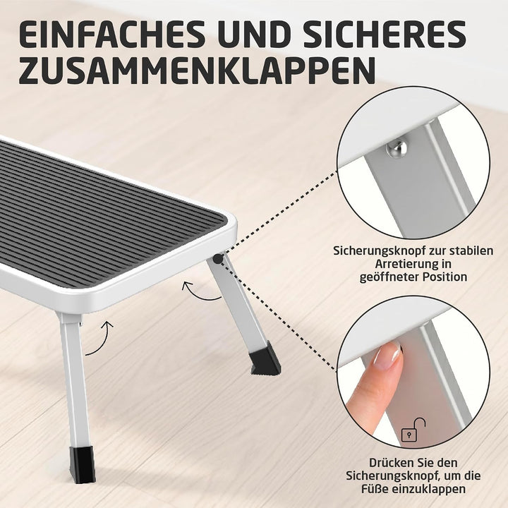Amig - Klapphocker 1 Stufe - Tritthocker Weiss - 46 x 32 x 17 cm, 1