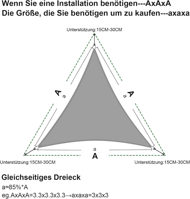 SUNNY GUARD Sonnensegel Wasserdicht 6x6x6m Dreieckig Sonnenschutz Wetterschutz Segel Baldachin UV Sc