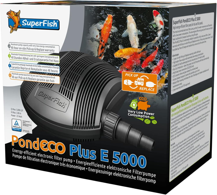 Superfish 676179/3368 SF Teichpumpe Pond Eco Plus -E-   5000-22W (5000 l/h) E 5.000 Schwarz, E 5.000