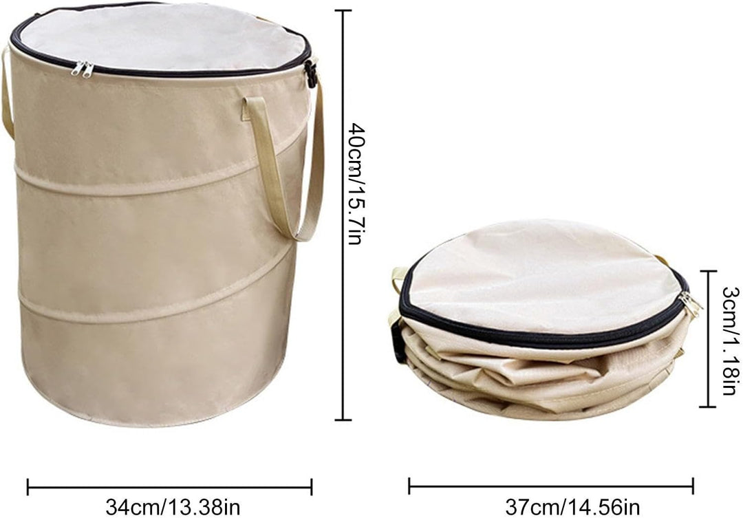 Generisch Beige 34x40 cm 37l Müllsackständer Faltbarer Camping Mülleimer Mit Verschliessbarem Deckel
