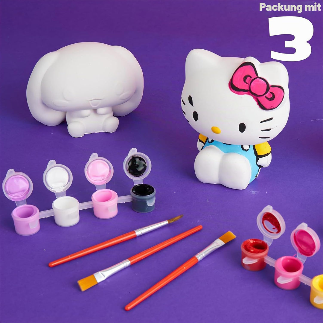 Get Trend Hello Kitty Sanrio Gipsfiguren zum Bemalen für Kinder &amp; Teens, 3 Gipsfiguren, 12 Farben &amp;