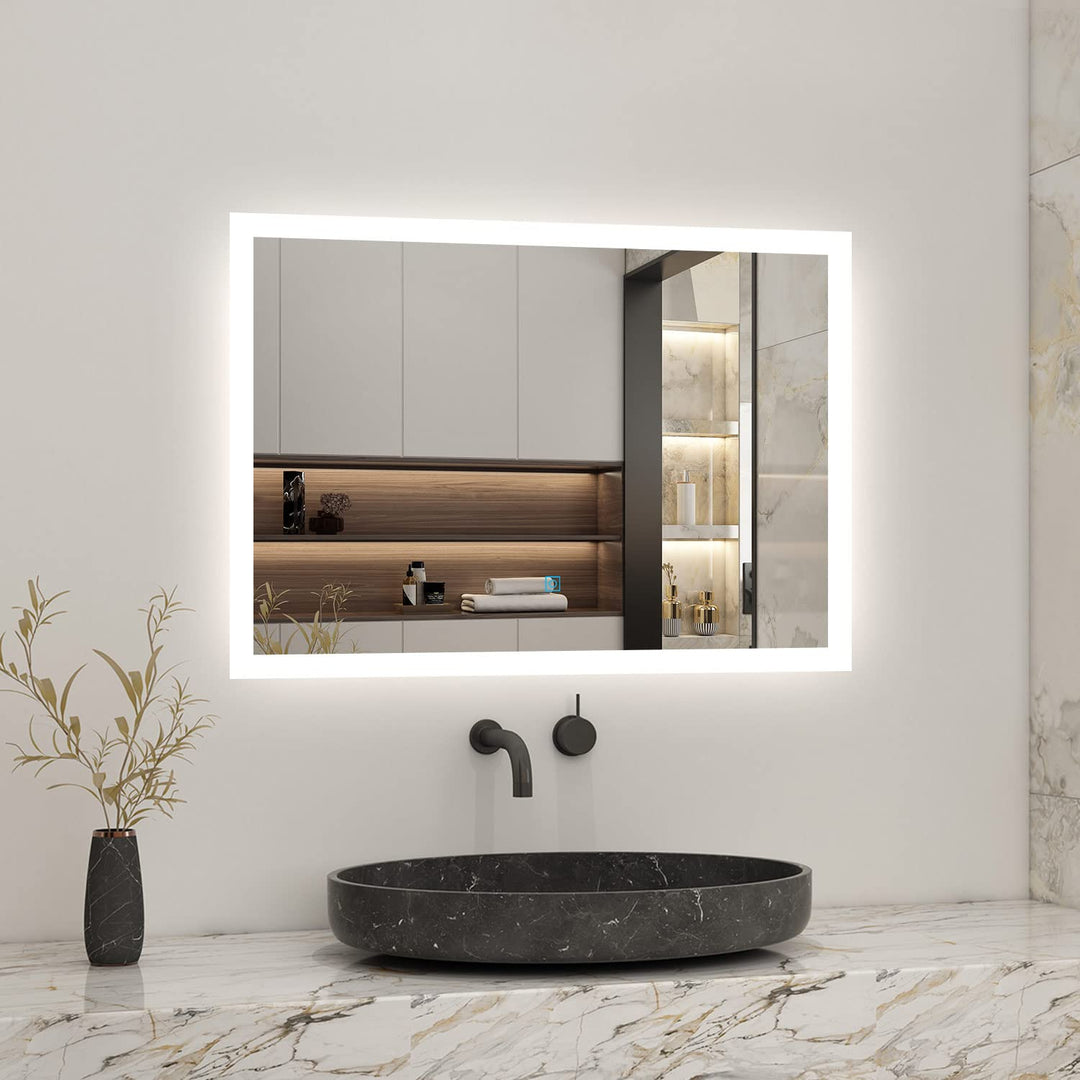 Biubiubath 80x60cm LED Badspiegel mit Touch-Schalter,Badspiegel mit Beleuchtung,Beschlagfrei,Badezim