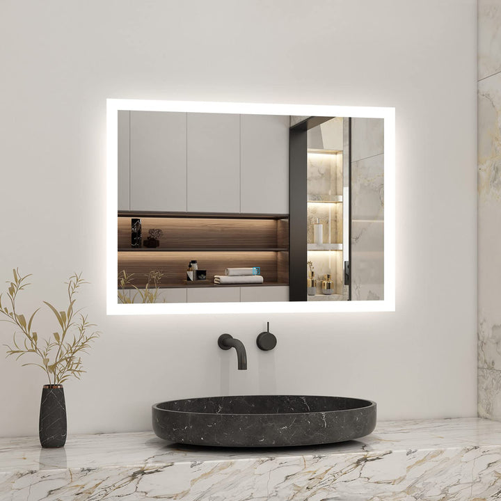Biubiubath 80x60cm LED Badspiegel mit Touch-Schalter,Badspiegel mit Beleuchtung,Beschlagfrei,Badezim