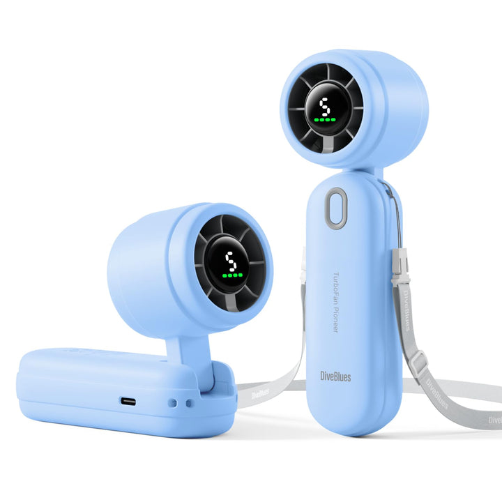 Diveblues iTurbo Handventilator, 9m/s Hohe Geschwindigkeit, 5-stufiger, LED-Display, wiederaufladbar