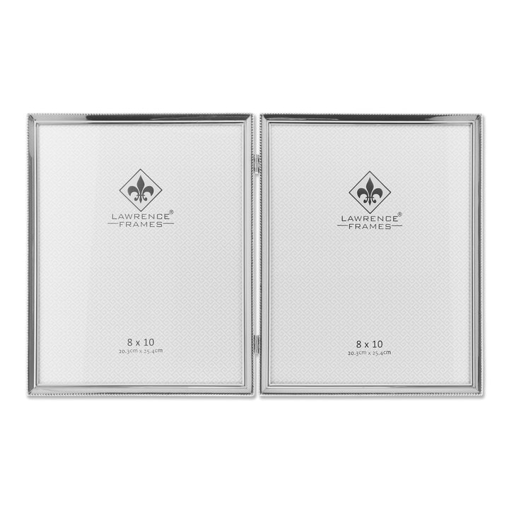 Lawrence Frames Doppel-Bilderrahmen, 20,3 x 25,4 cm, mit Scharnier und Perlenbordüre Silber 8x10 Dou