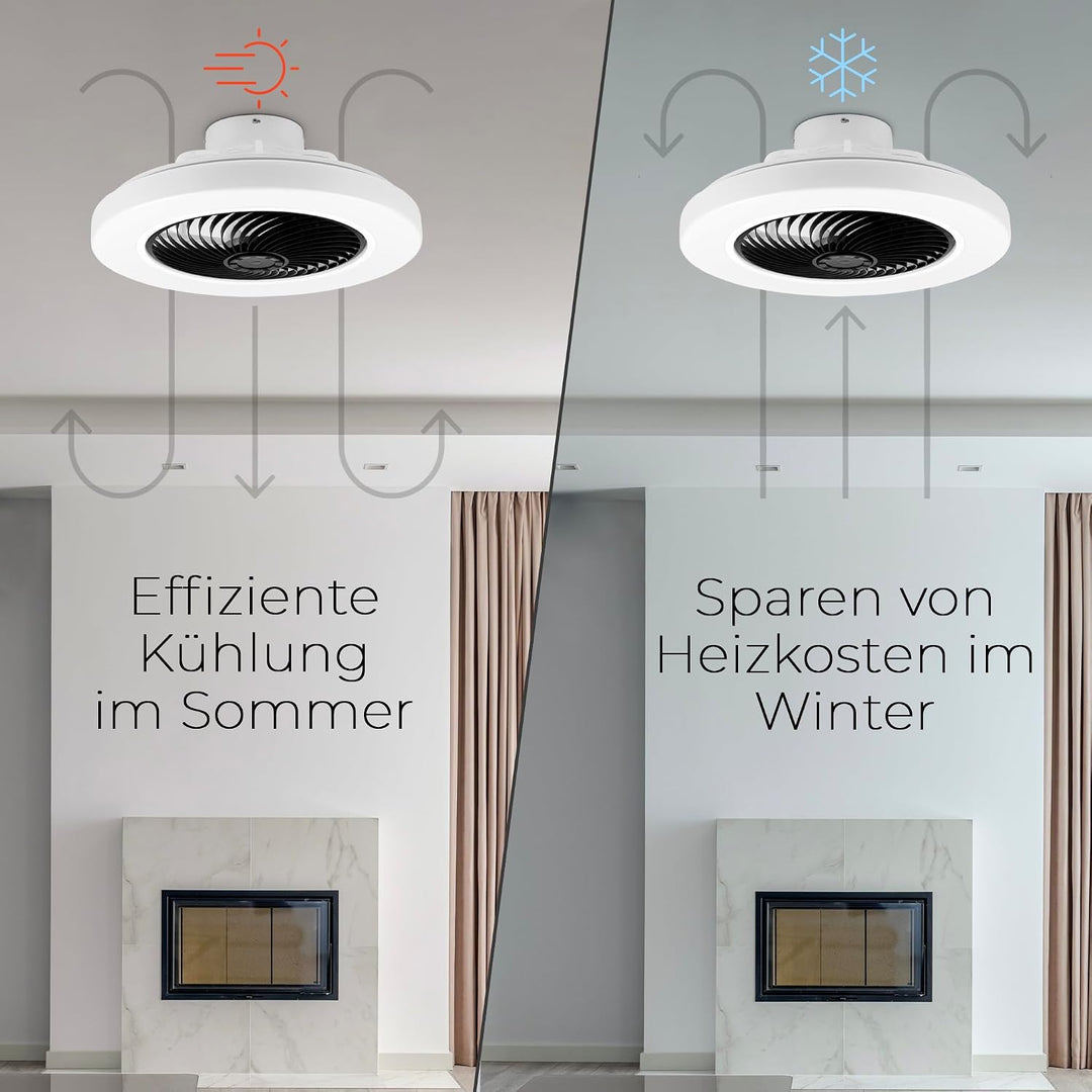 Noaton Deckenventilator mit Beleuchtung 12050B Triton, Schwarz, LED Dimmbar, 3 Farbtemperaturen, Fer