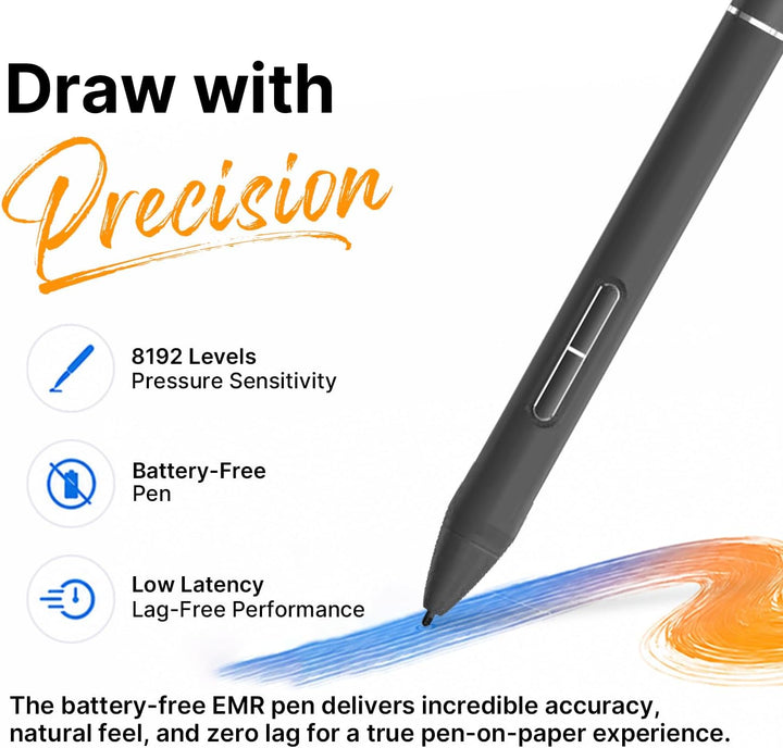 PicassoTab-Z13 Standalone EMR Zeichentablet, 8192 Druckstufen Akku‑freier Stift, Kein Computer Erfor