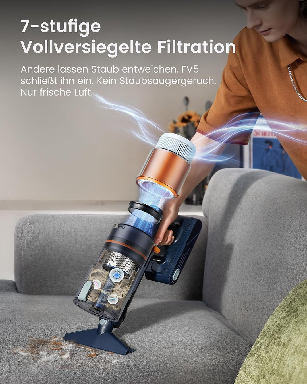 FAMIVAC Akku Staubsauger Kabellos 70kPa/80Min mit Ladestation &amp; Knickrohr