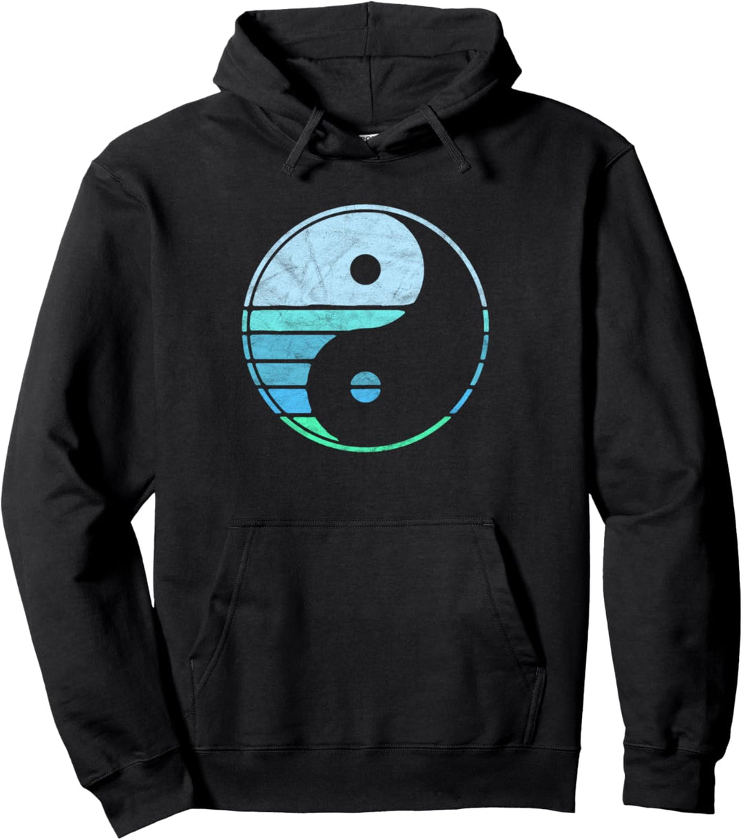 Vintage Yin Yang Eighties Minimalist Water and Life Design Pullover Hoodie