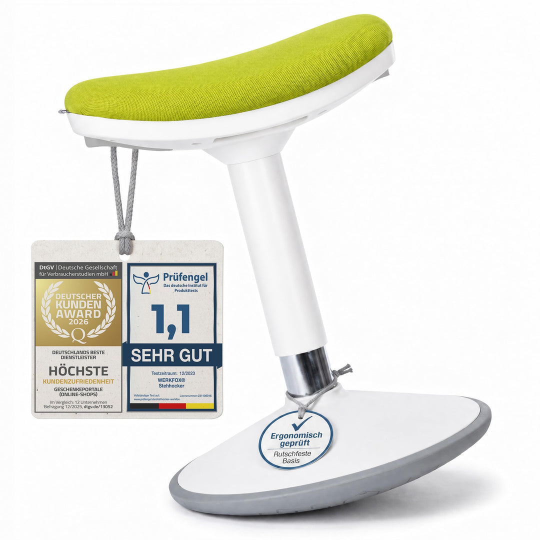 Stehhocker höhenverstellbar, 52-65cm Homeoffice Wackelhocker Grün Medium, Grün Medium