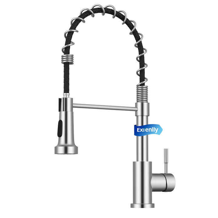 Exrenlly Küchenarmatur, Ausziehbare Commercial Spring Spültischarmatur, Einhebel Hochbogen Wasserhah