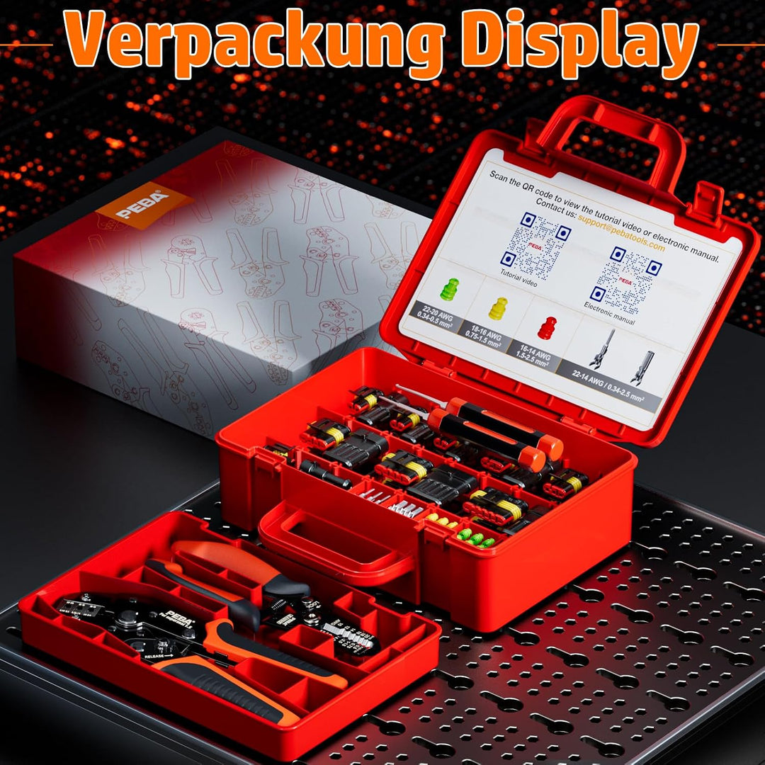 PEBA Crimpzange Wasserdicht Kfz Stecker Set, Crimpzangen 0.34-2.5mm², 1/2/3/4/5/6 Polig Steckverbind
