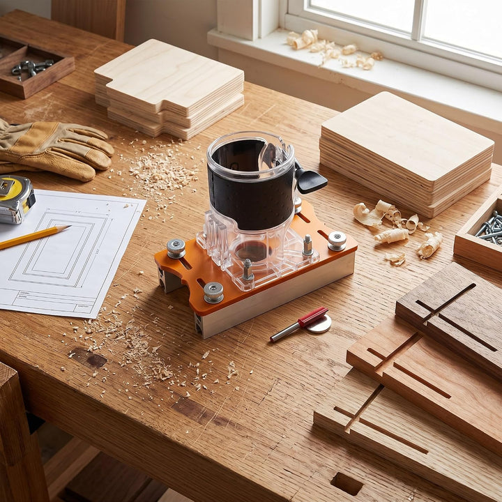 2-in-1-Holz-Router-Basis, Kompakte Holz-Palmen-Router-Basis aus Aluminiumlegierung, Router-Schlitzha
