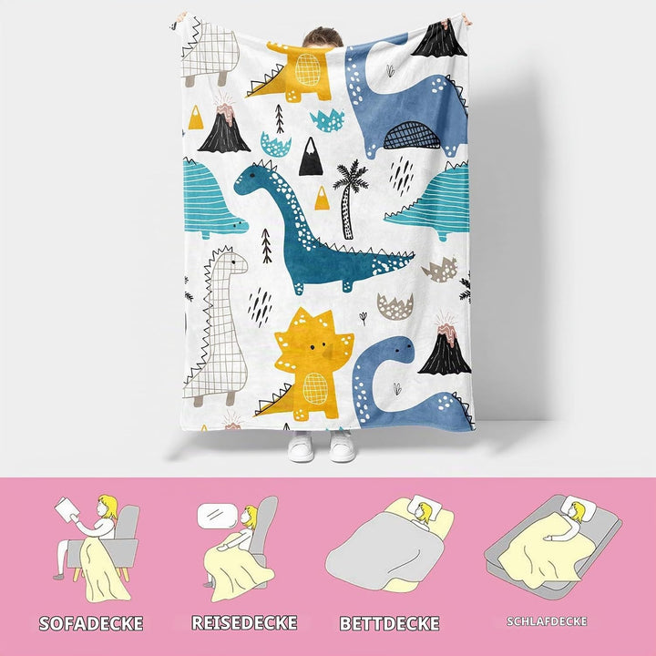 Kuscheldecke Kinder Dinosaurier, Dinosaurier Muster Weiche Mikrofaser Flauschig Decke, Sofa Couch Wo