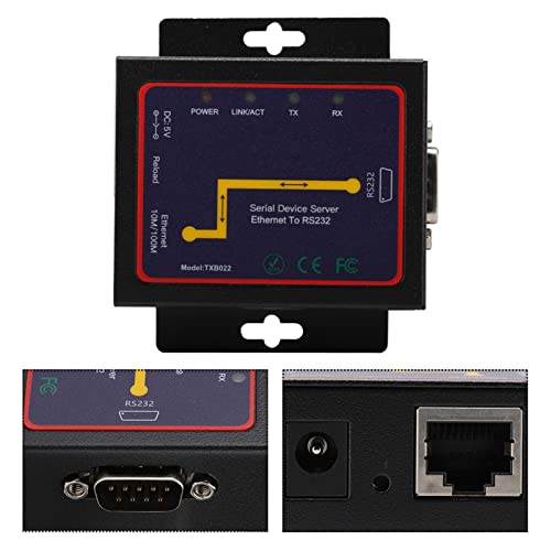 Lazmin 1 Port Ethernet RJ45 zu RS232 Konverter, RJ45 zu RS232 Single Serial Server Plug-In RS-232/48